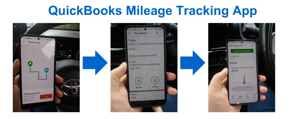 Example of QuickBooks Mobile Tracking app in use