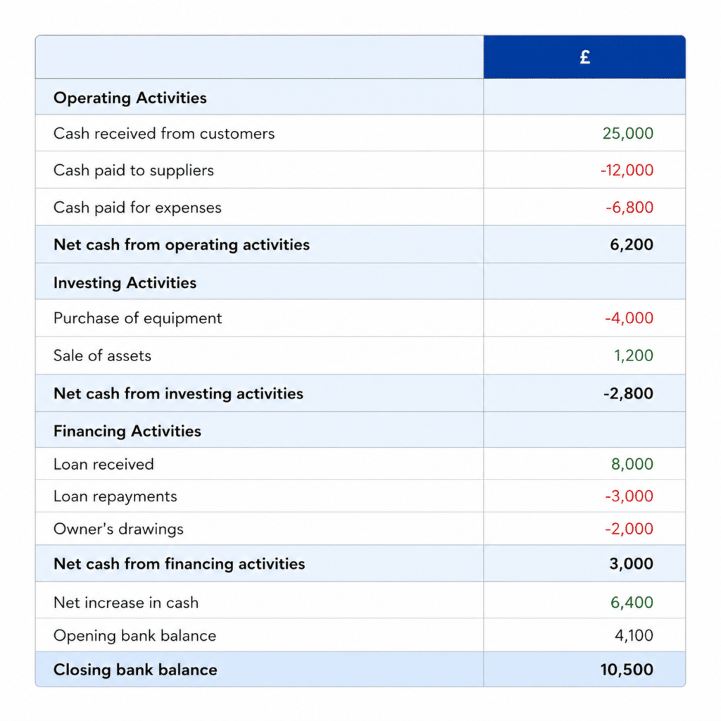 Simple cash flow statement example