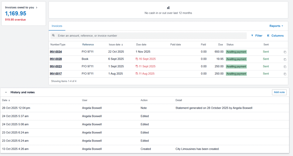 Free Accounts Receivable Ledger Template customer account debt collection example in Xero