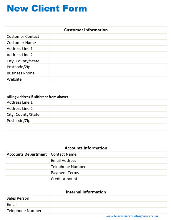 New client form
